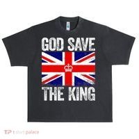God Save The King Charles III Tee UK Flag Top King Charles Urban Oversized Heavyweight T-Shirt thumb 0
