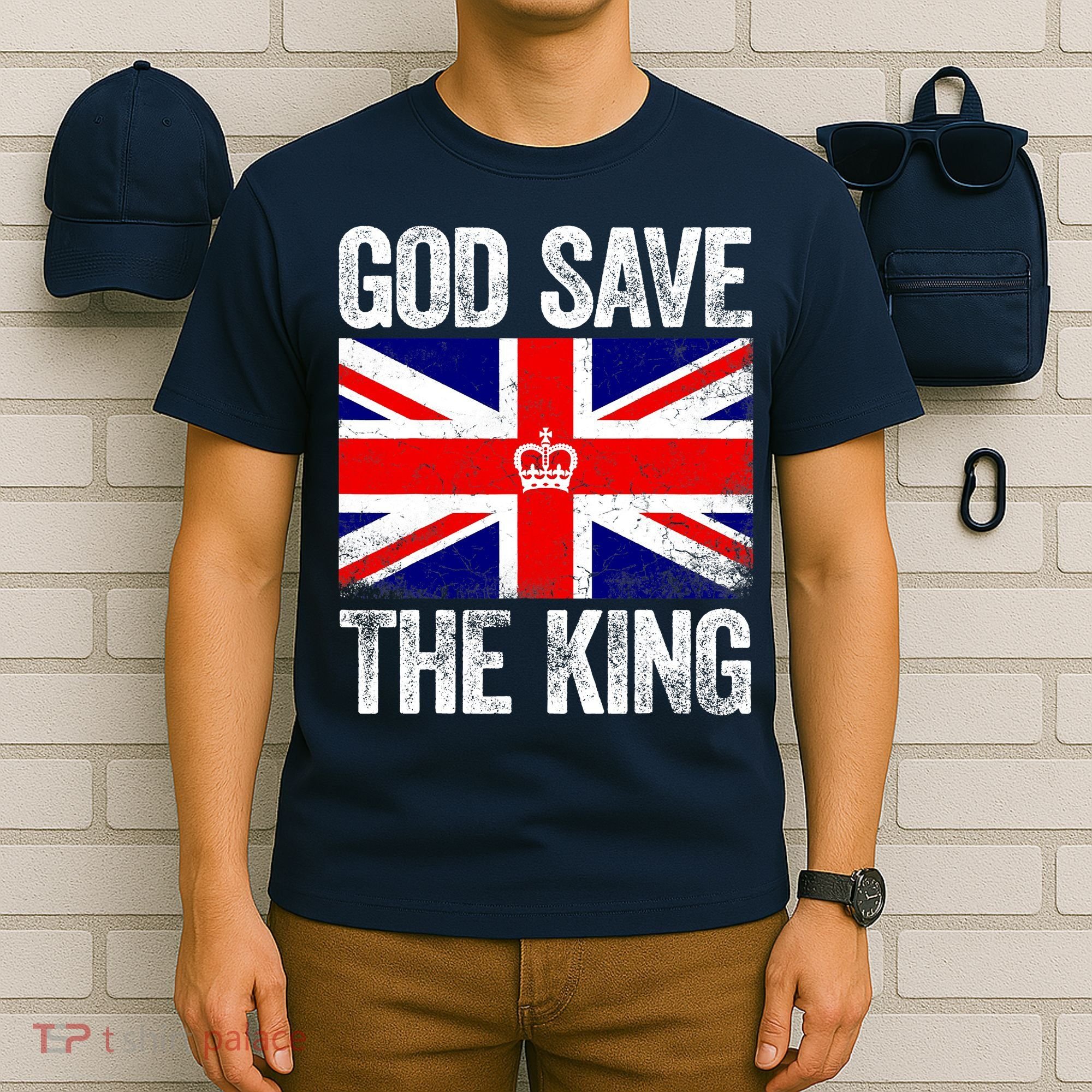 God Save The King Charles III Tee UK Flag Top King Charles T-Shirt