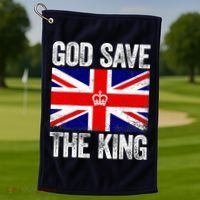 God Save The King Charles III Tee UK Flag Top King Charles Golf Towel thumb 1