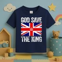 God Save The King Charles III Tee UK Flag Top King Charles Toddler T-Shirt thumb 3