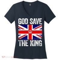 God Save The King Charles III Tee UK Flag Top King Charles Women's V-Neck T-Shirt thumb 0
