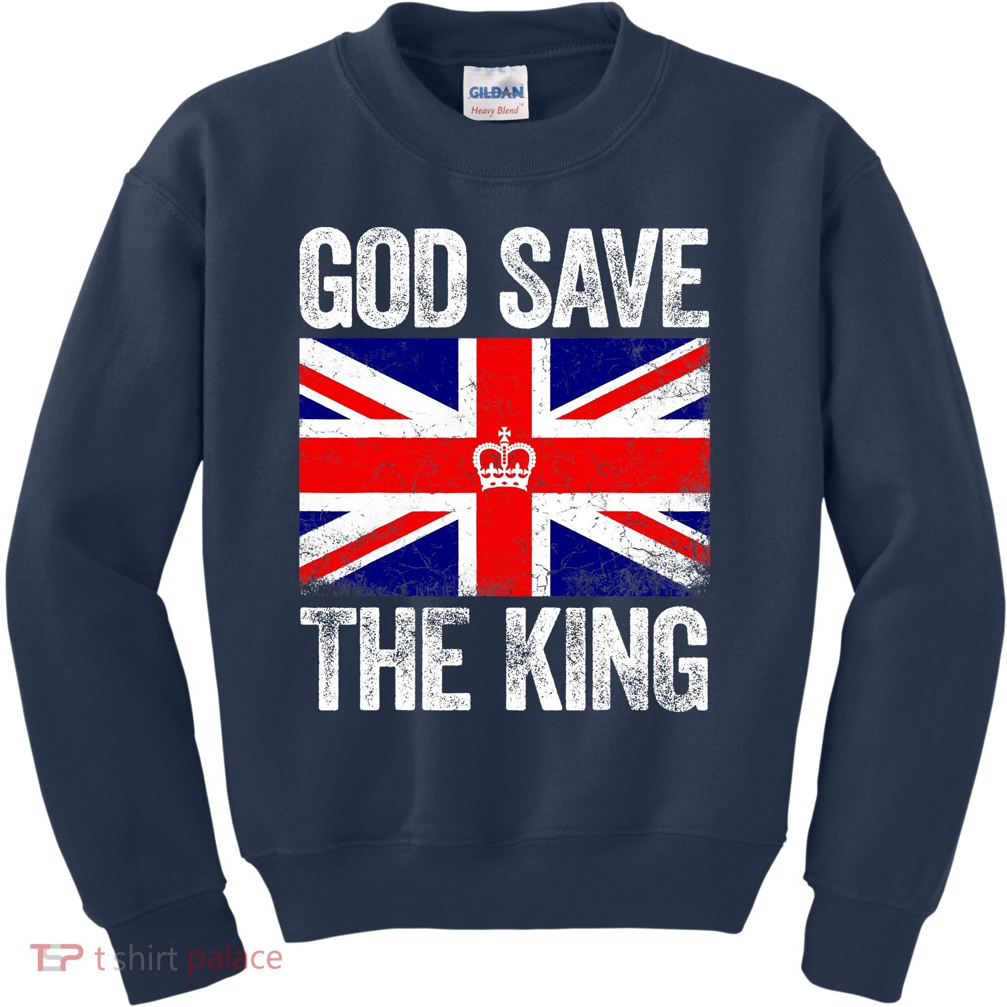 God Save The King Charles III Tee UK Flag Top King Charles Kids Sweatshirt