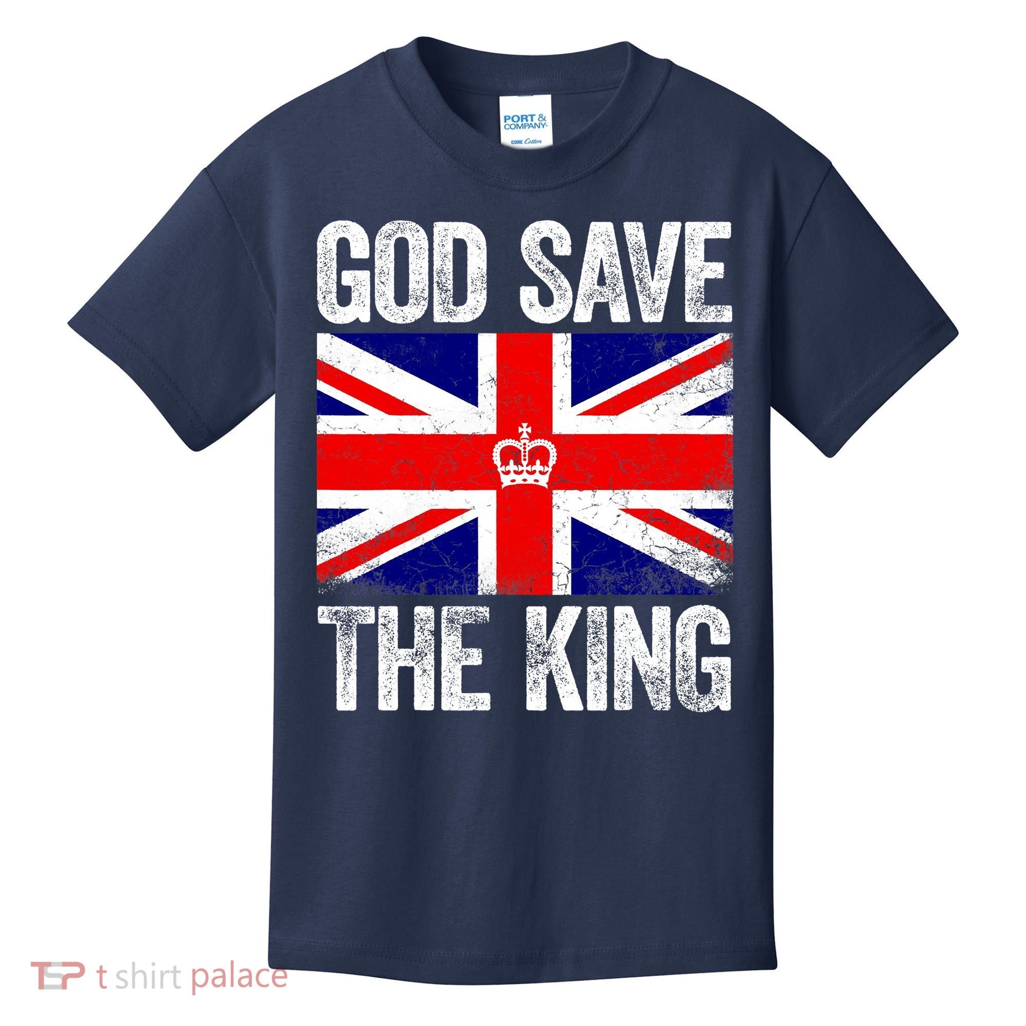 God Save The King Charles III Tee UK Flag Top King Charles Kids T-Shirt