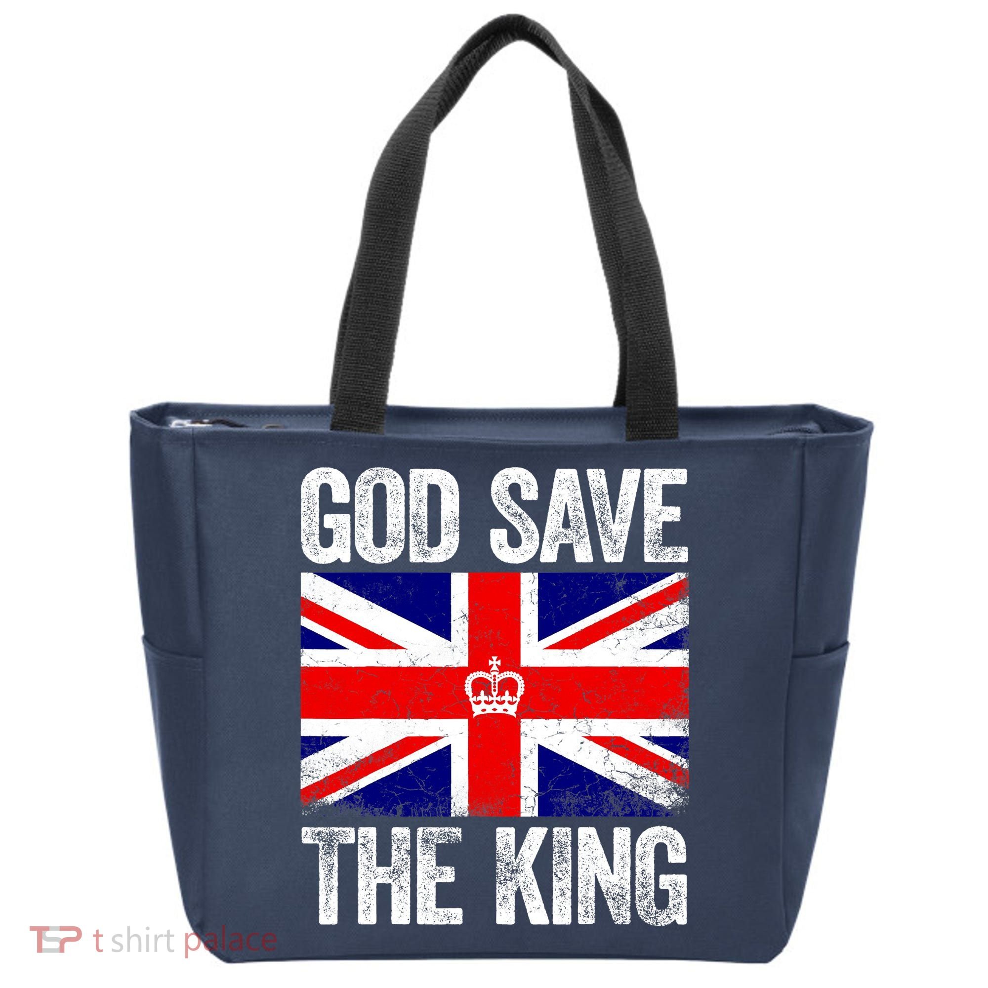 God Save The King Charles III Tee UK Flag Top King Charles Tote Bag