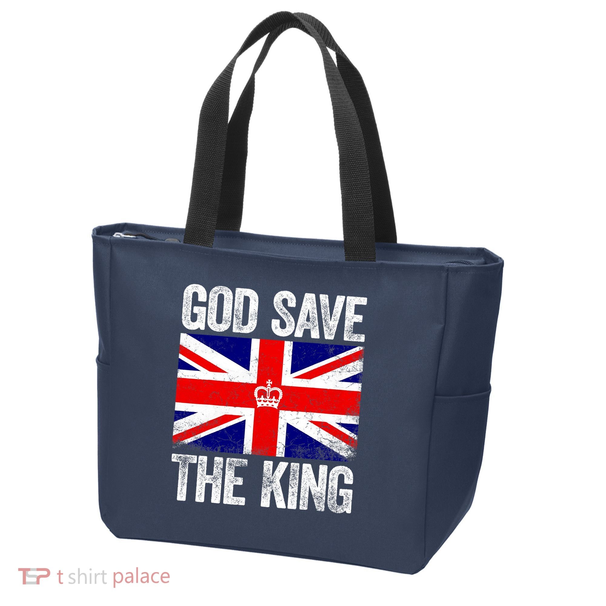 God Save The King Charles III Tee UK Flag Top King Charles Tote Bag