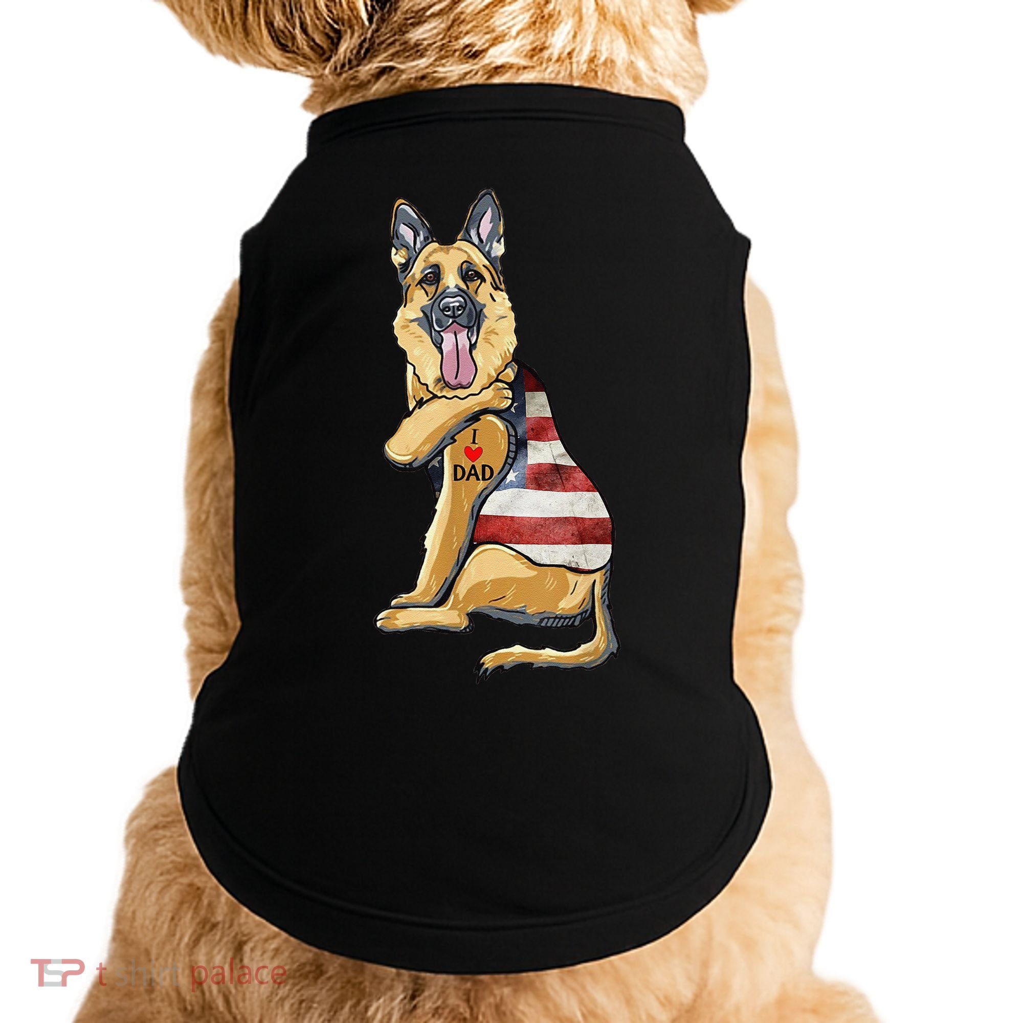 German Shepherd Tattoo Dog I Love Dad Fathers Day Doggie Tank