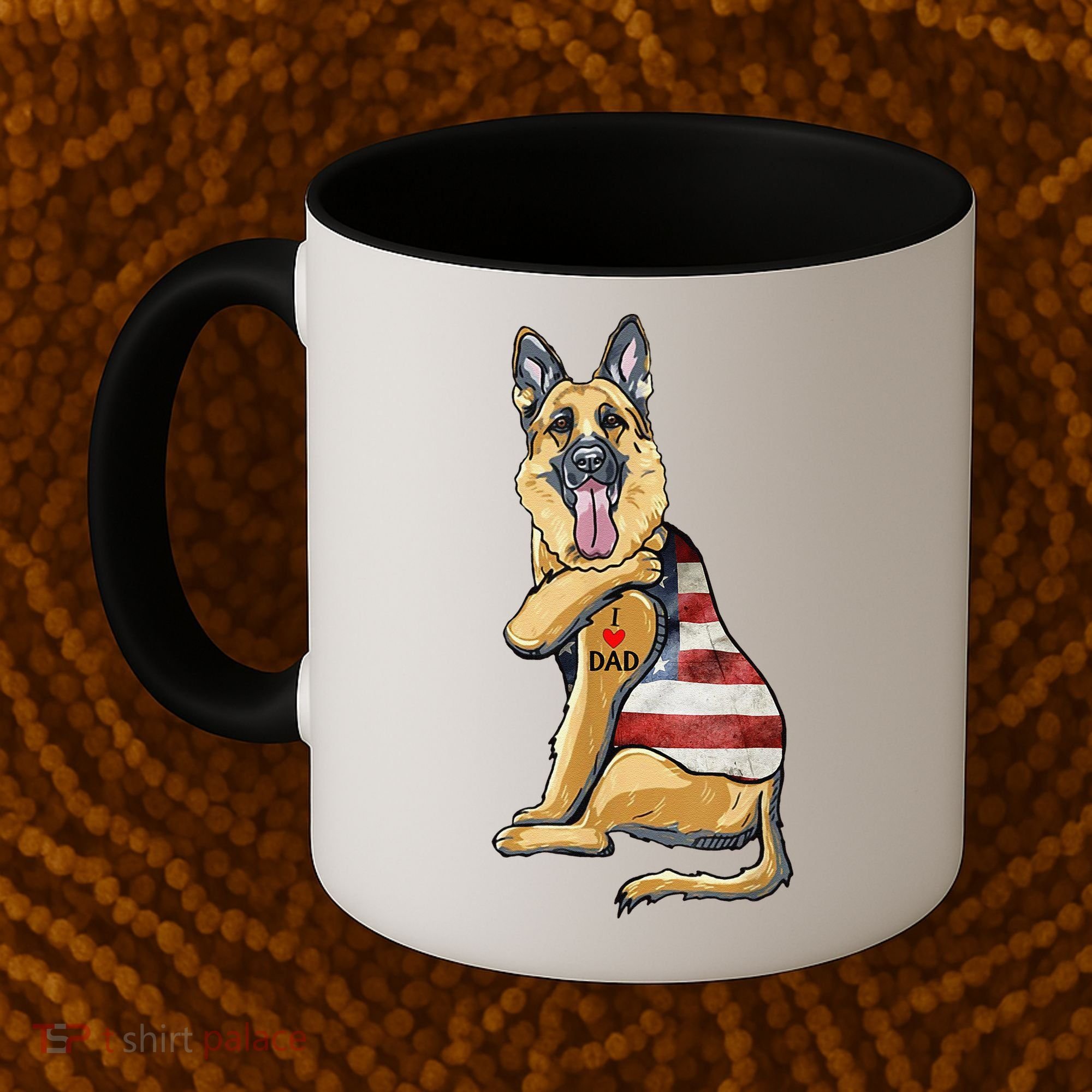 German Shepherd Tattoo Dog I Love Dad Fathers Day Coffee Mug