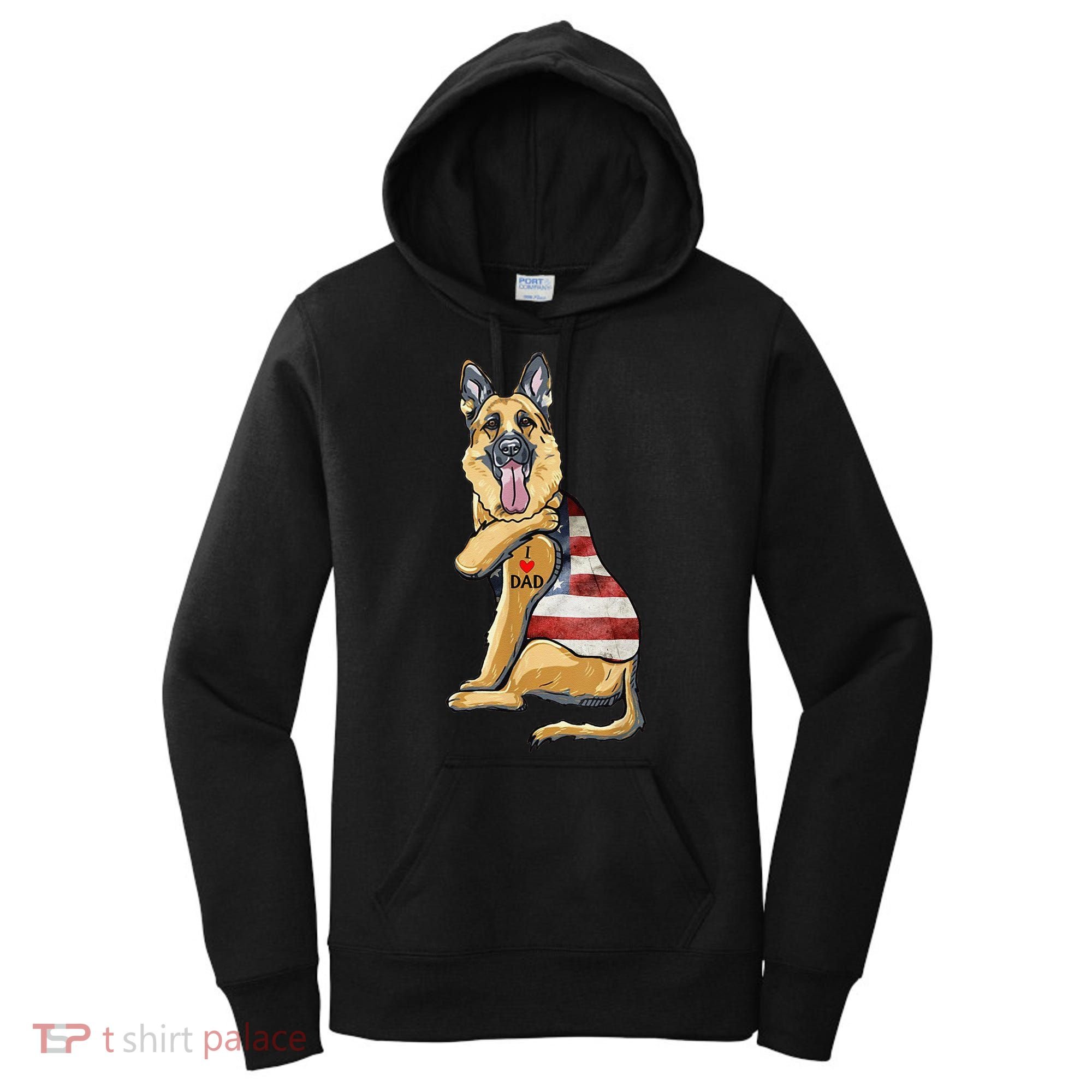 German Shepherd Tattoo Dog I Love Dad Fathers Day Women's Hoodie