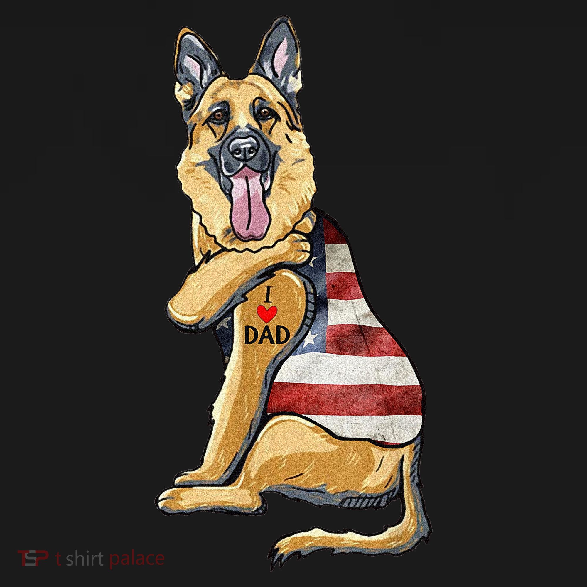 German Shepherd Tattoo Dog I Love Dad Fathers Day Women's Hoodie