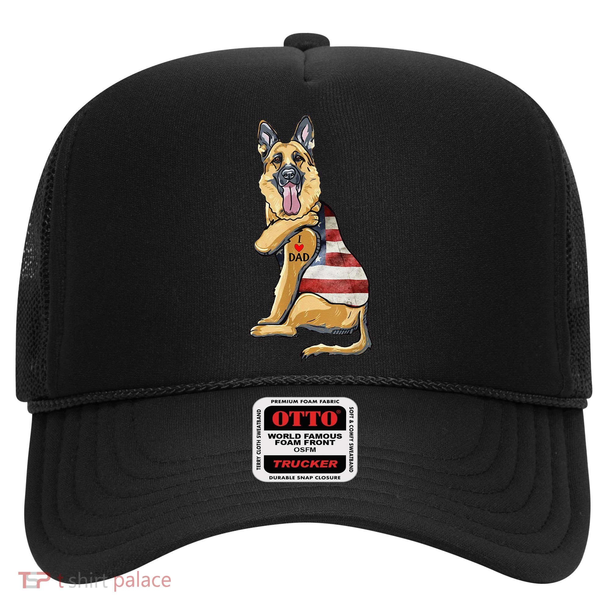 German Shepherd Tattoo Dog I Love Dad Fathers Day Hat