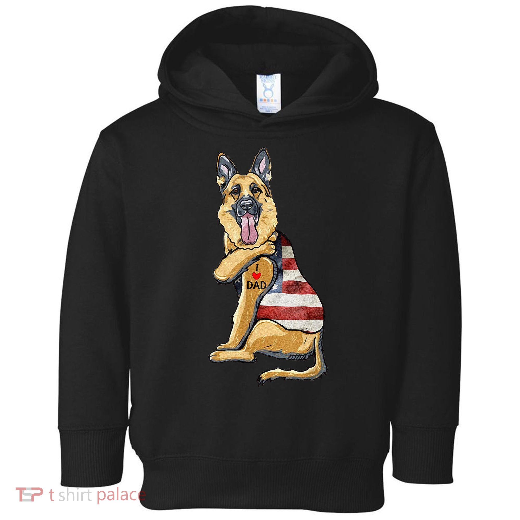 German Shepherd Tattoo Dog I Love Dad Fathers Day Toddler Hoodie
