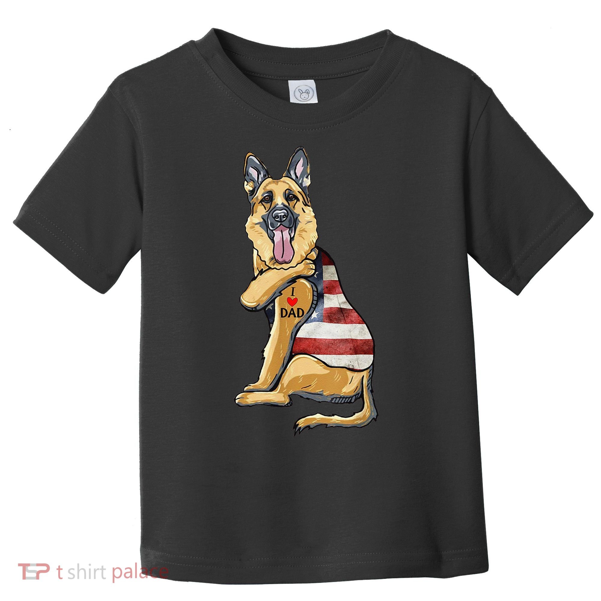 German Shepherd Tattoo Dog I Love Dad Fathers Day Toddler T-Shirt