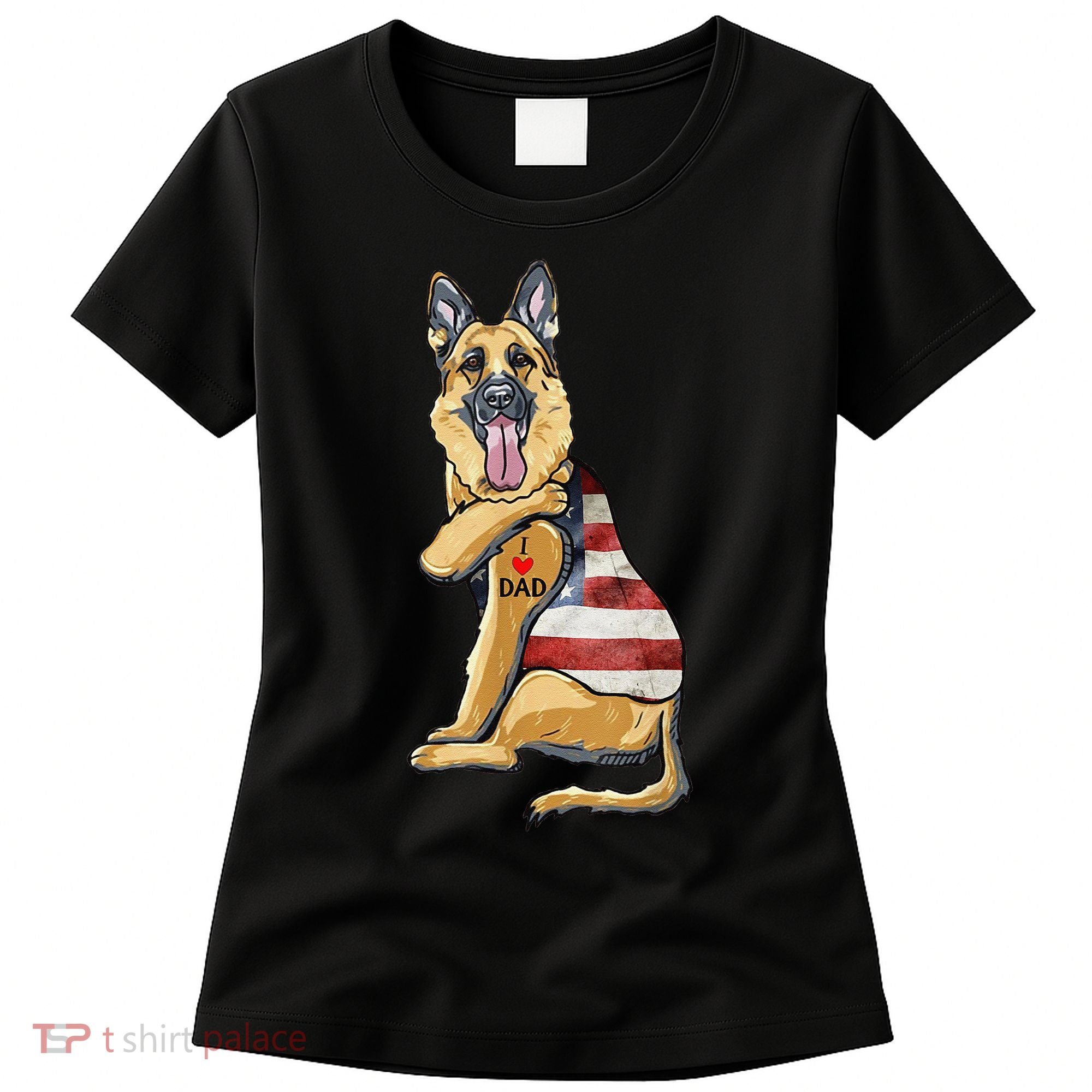 German Shepherd Tattoo Dog I Love Dad Fathers Day Women's T-Shirt