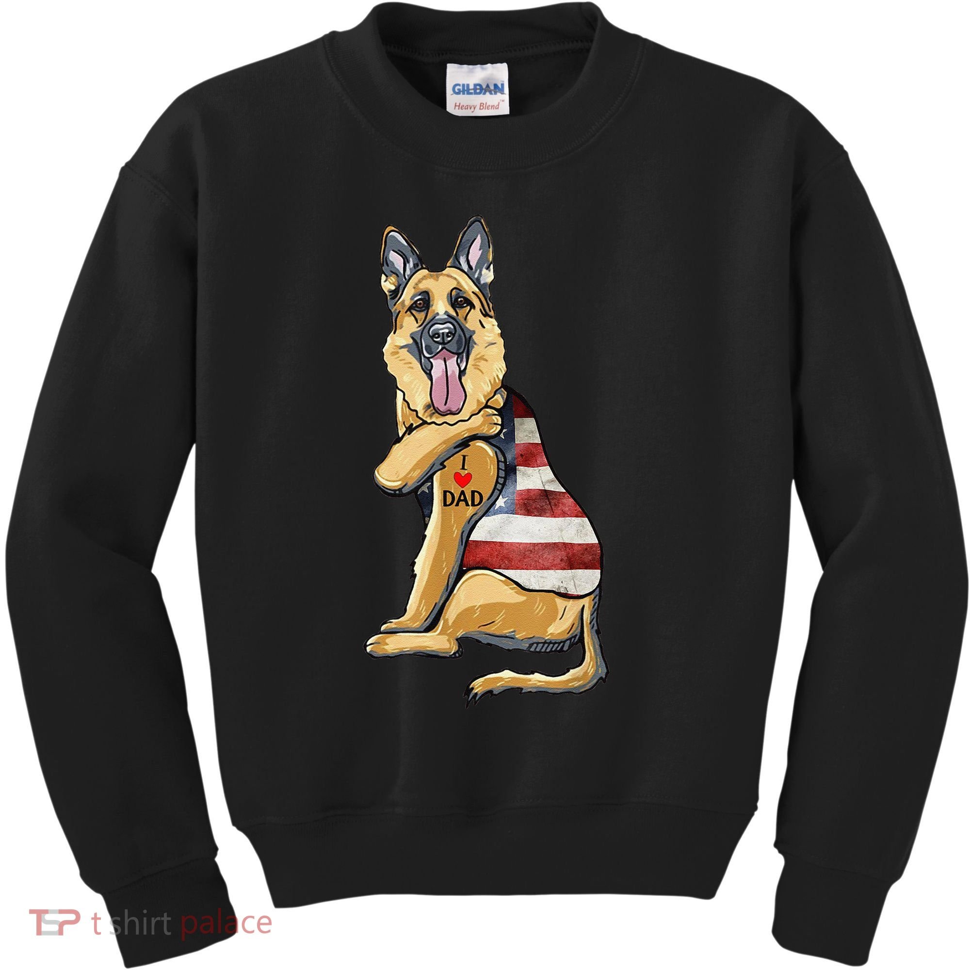 German Shepherd Tattoo Dog I Love Dad Fathers Day Kids Sweatshirt