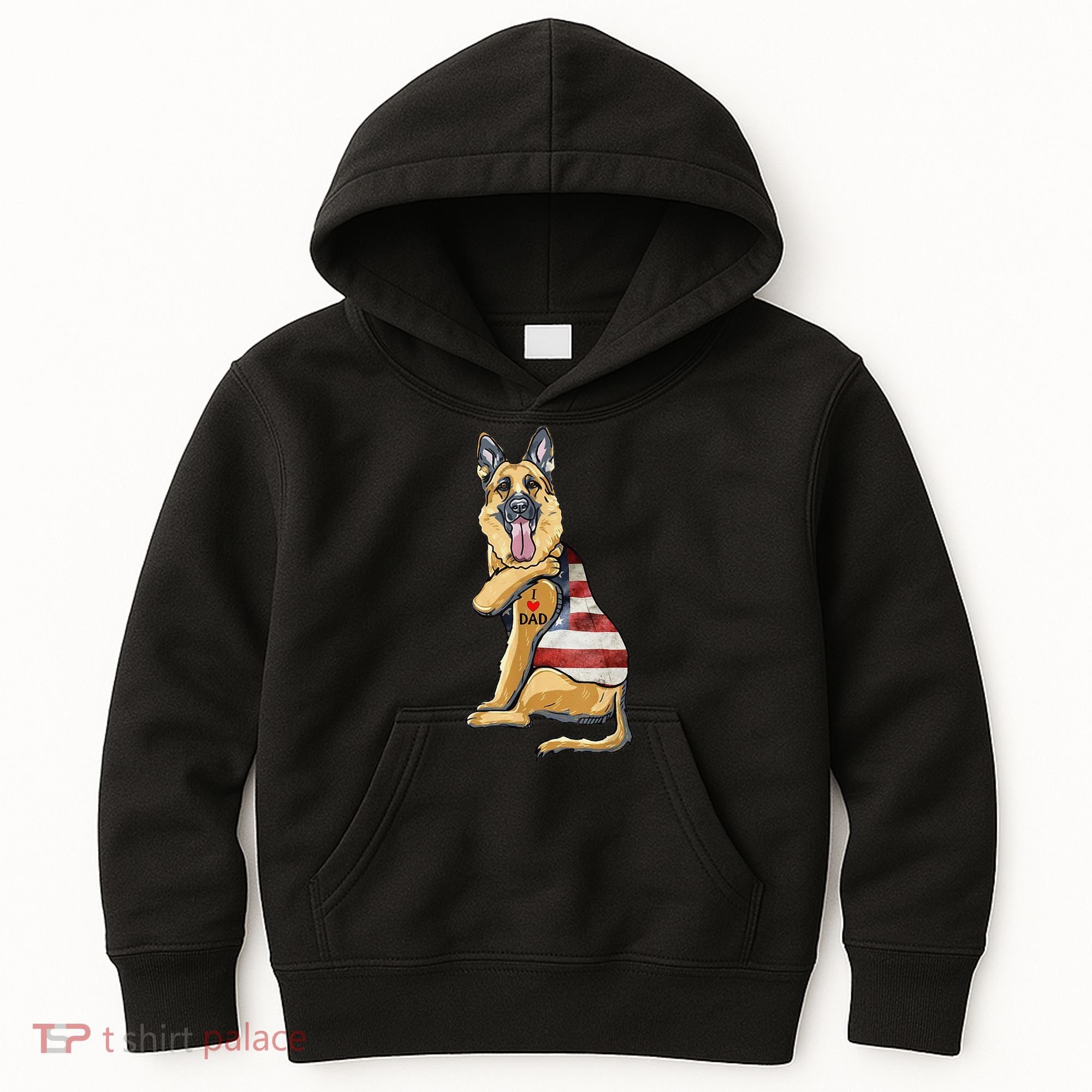 German Shepherd Tattoo Dog I Love Dad Fathers Day Kids Hoodie