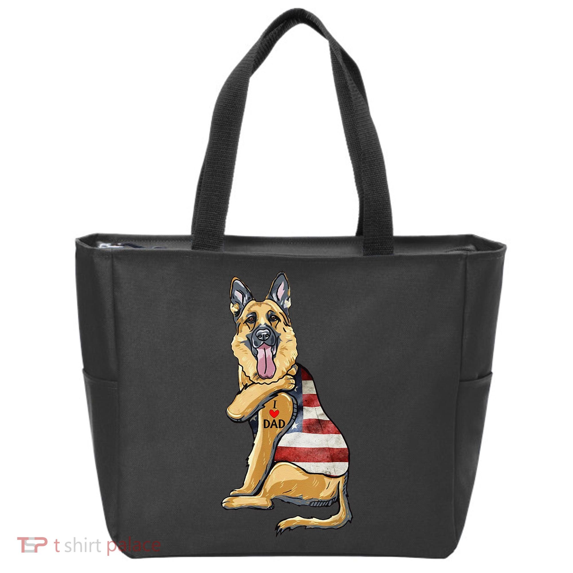 German Shepherd Tattoo Dog I Love Dad Fathers Day Tote Bag