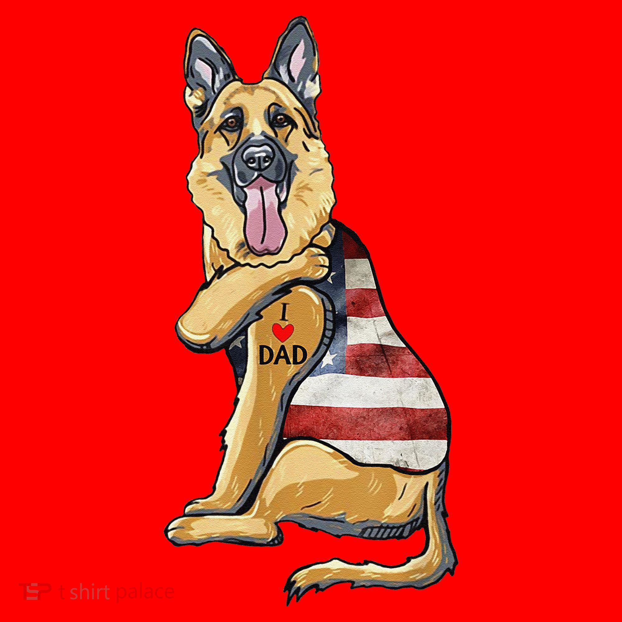 German Shepherd Tattoo Dog I Love Dad Fathers Day Santa Hat