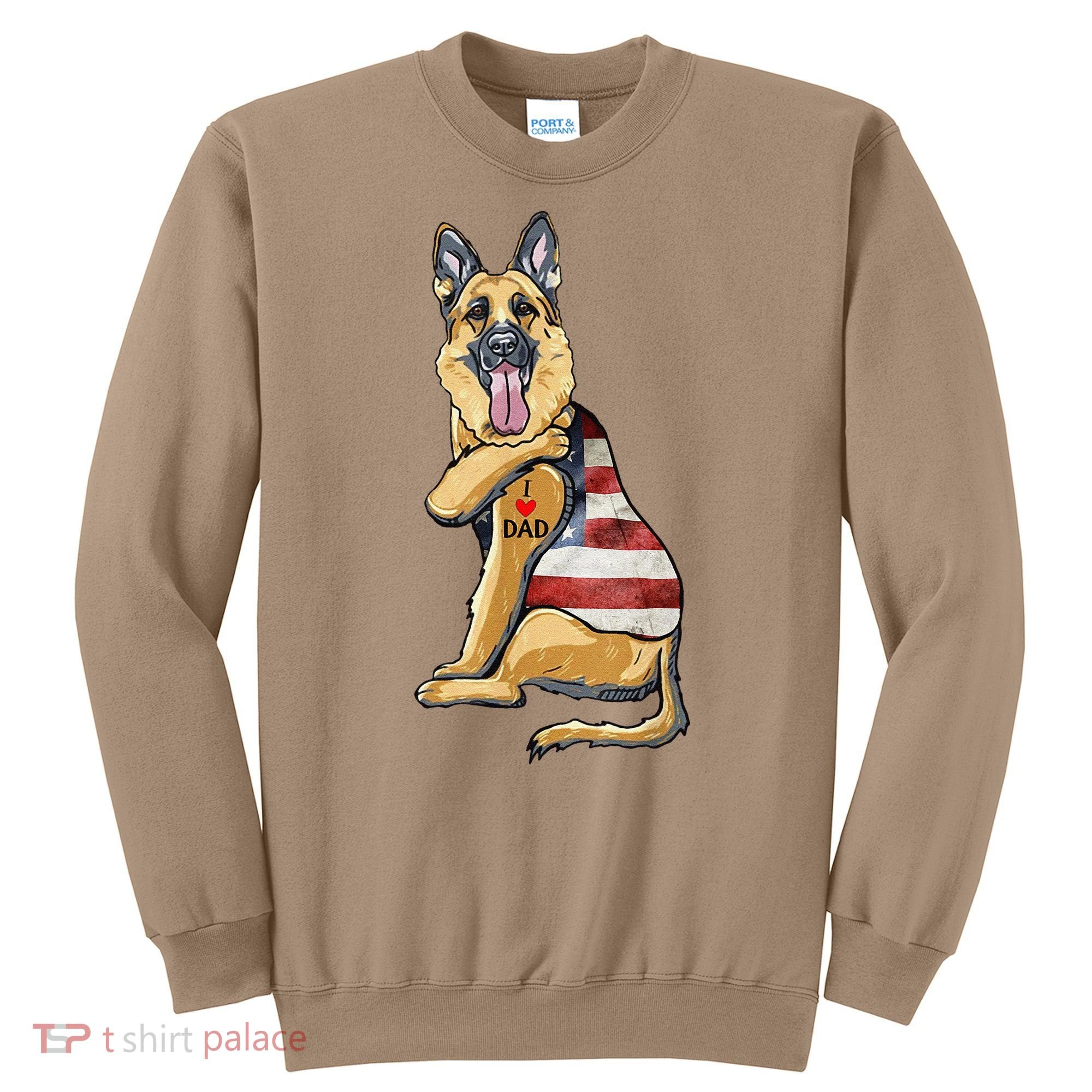 German Shepherd Tattoo Dog I Love Dad Fathers Day Sweatshirt