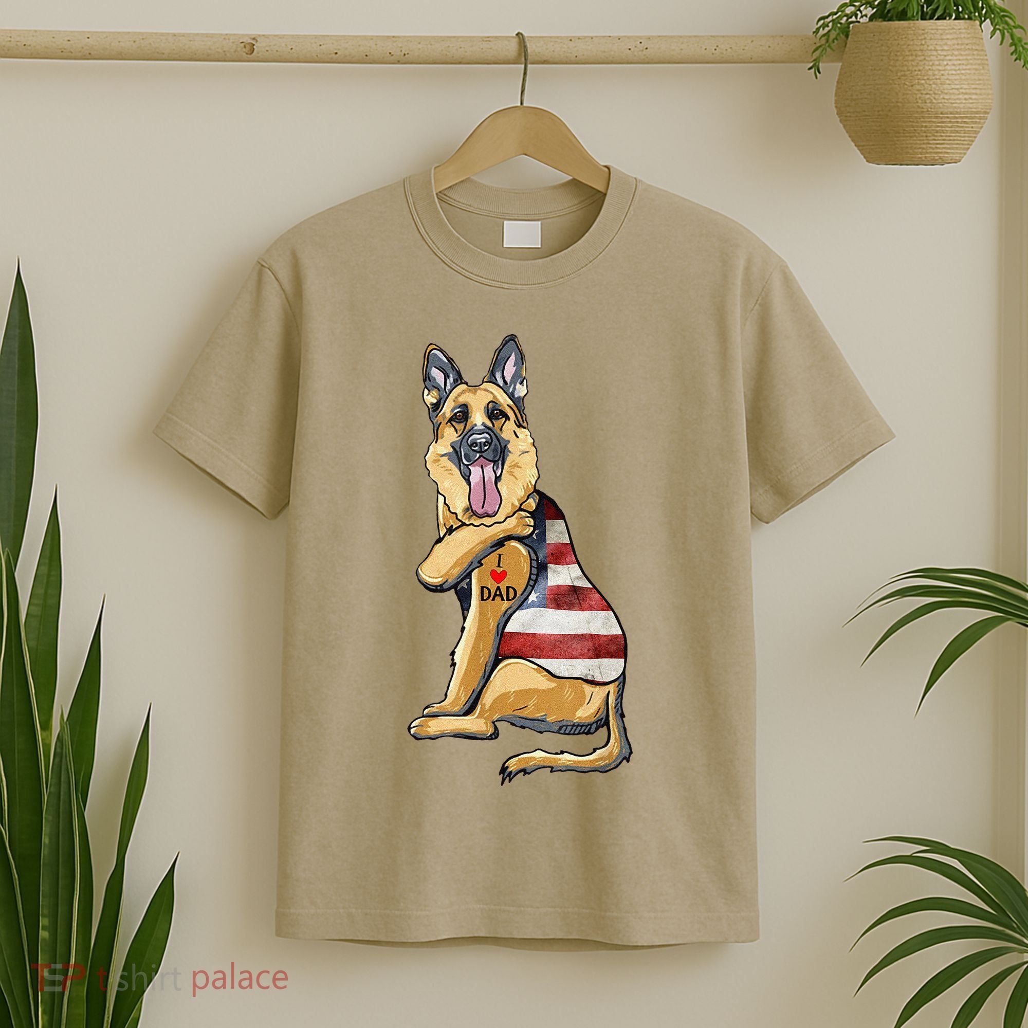 German Shepherd Tattoo Dog I Love Dad Fathers Day T-Shirt