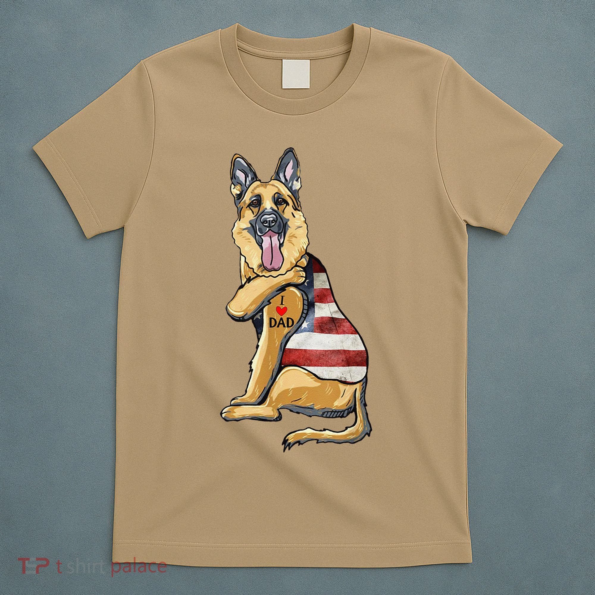 German Shepherd Tattoo Dog I Love Dad Fathers Day T-Shirt