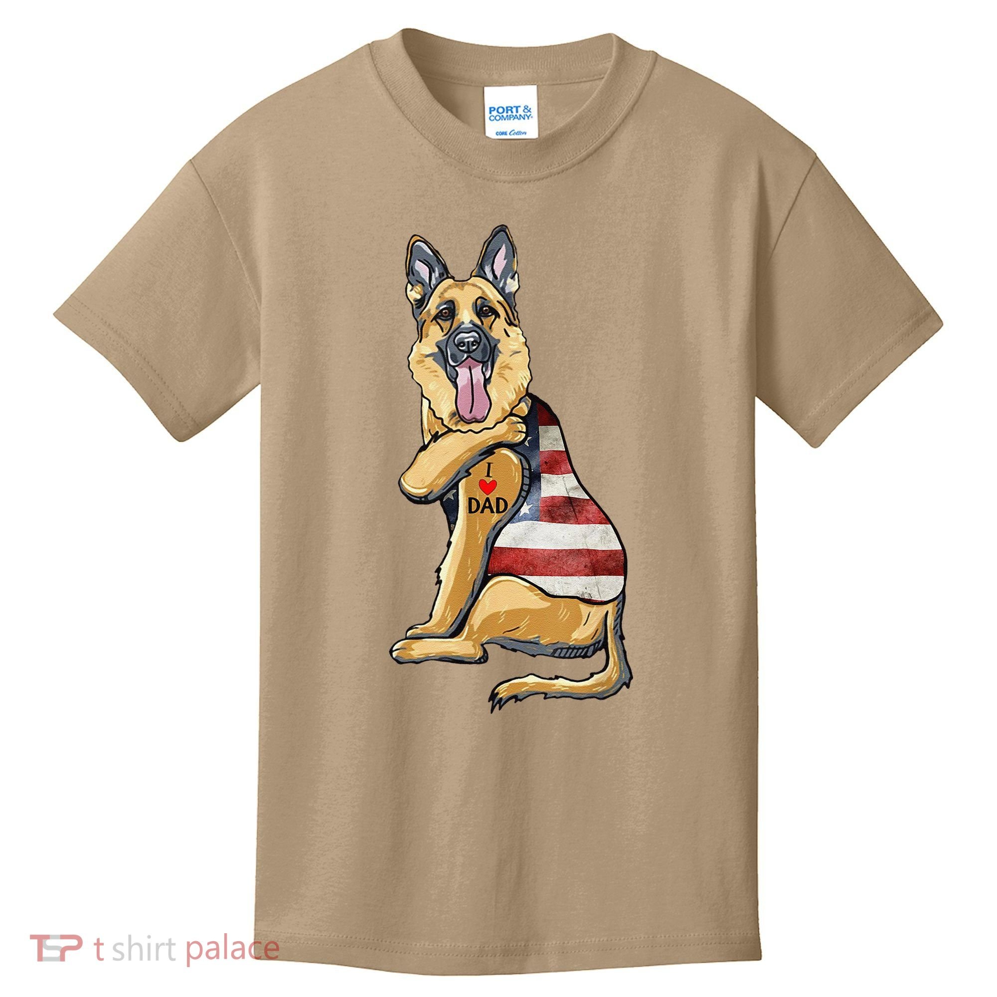German Shepherd Tattoo Dog I Love Dad Fathers Day Kids T-Shirt