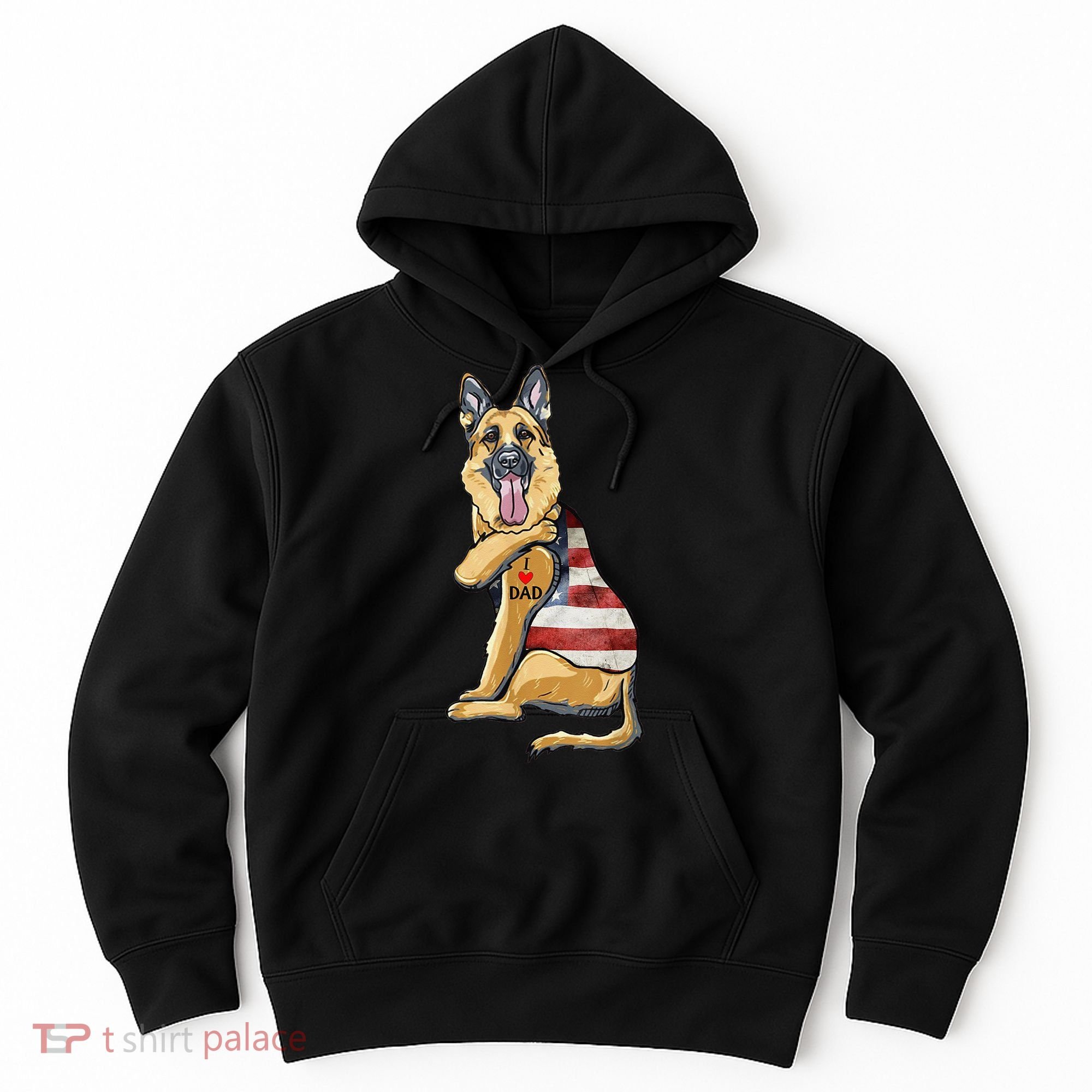 German Shepherd Tattoo Dog I Love Dad Fathers Day Hoodie