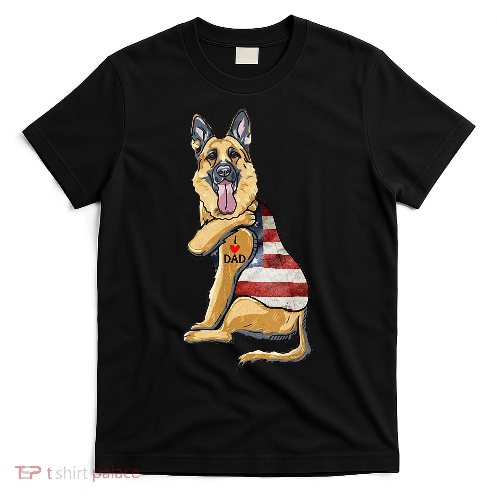 German Shepherd Tattoo Dog I Love Dad Fathers Day T-Shirt
