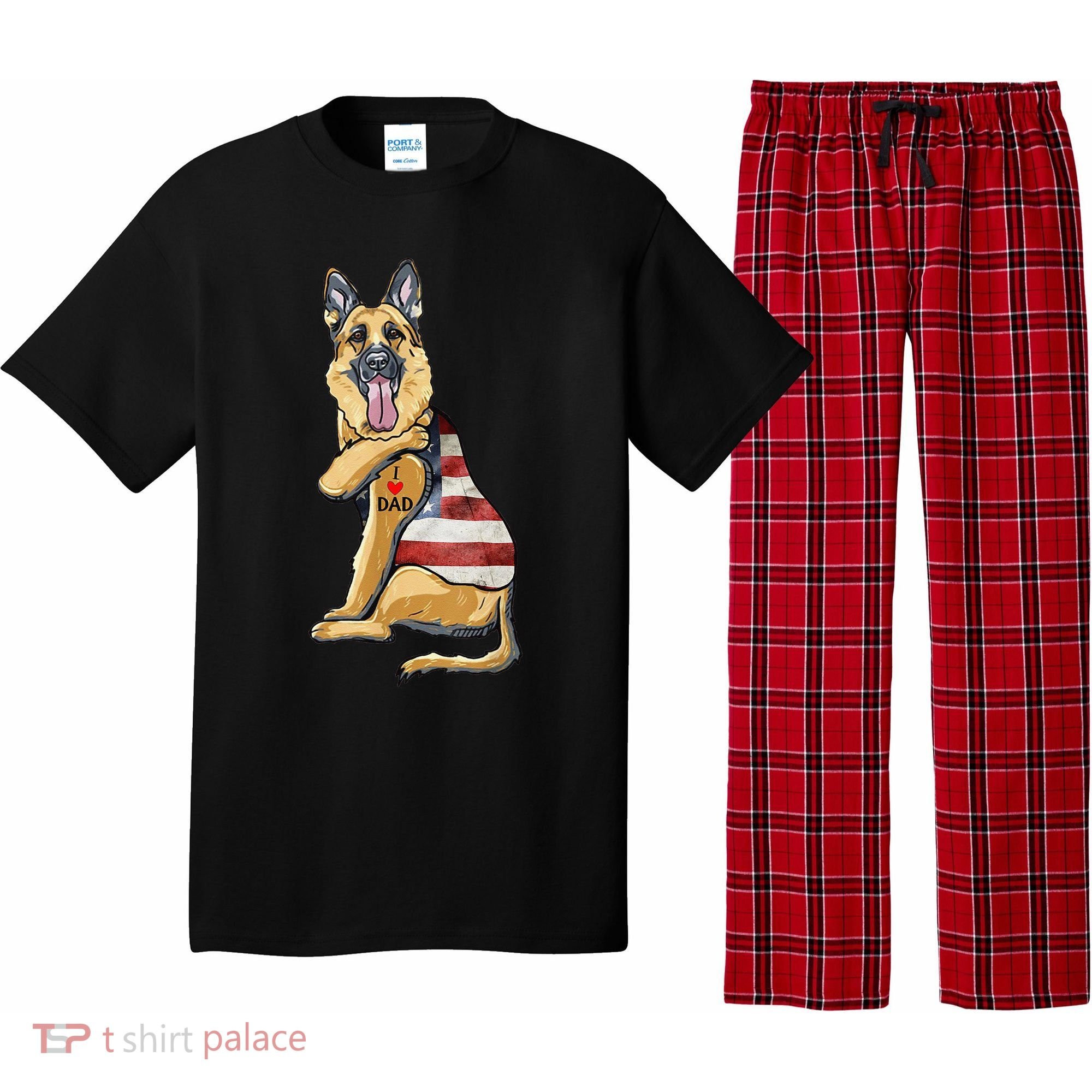 German Shepherd Tattoo Dog I Love Dad Fathers Day Pajama Set