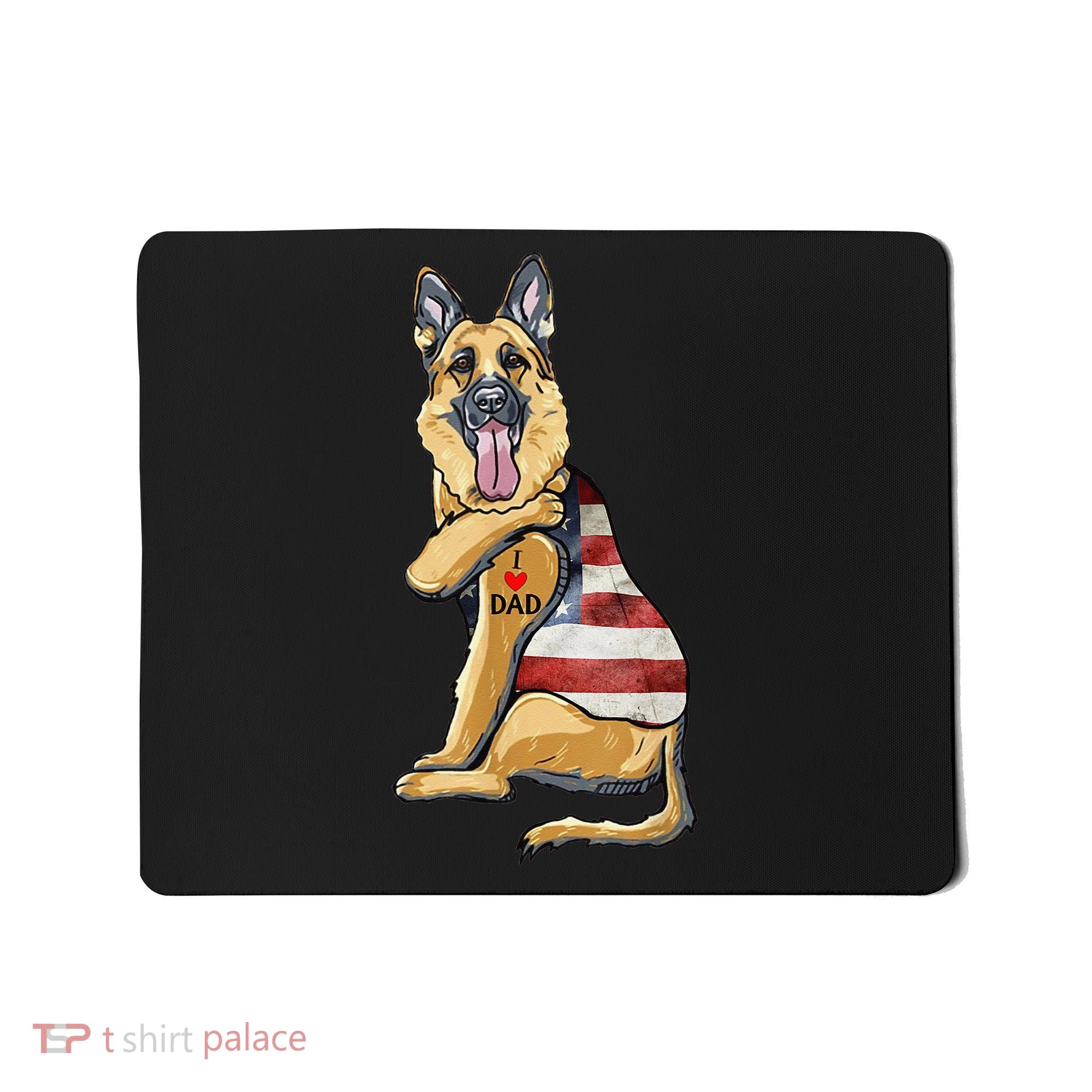 German Shepherd Tattoo Dog I Love Dad Fathers Day Mousepad