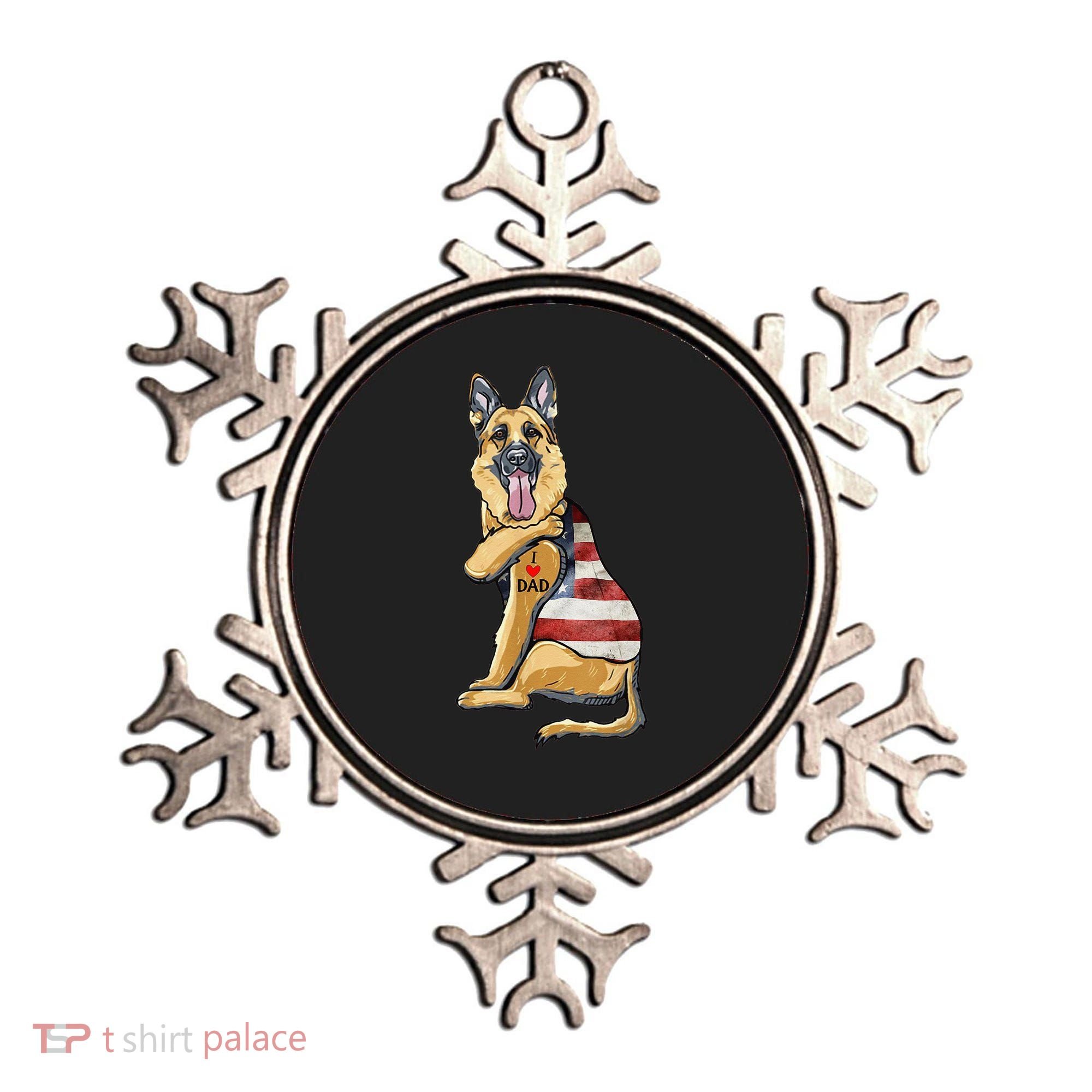 German Shepherd Tattoo Dog I Love Dad Fathers Day Ornament
