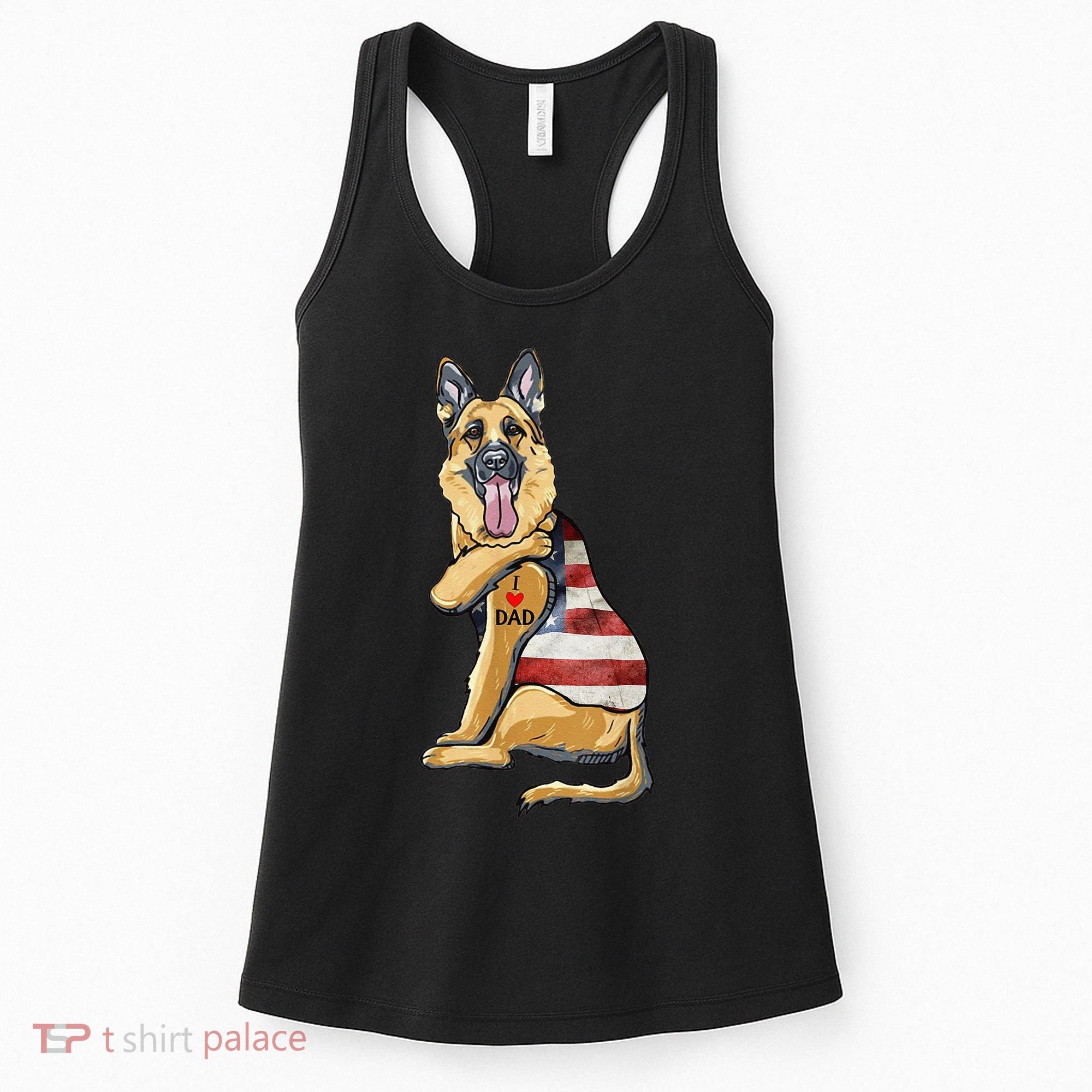 German Shepherd Tattoo Dog I Love Dad Fathers Day Women's Tank Top
