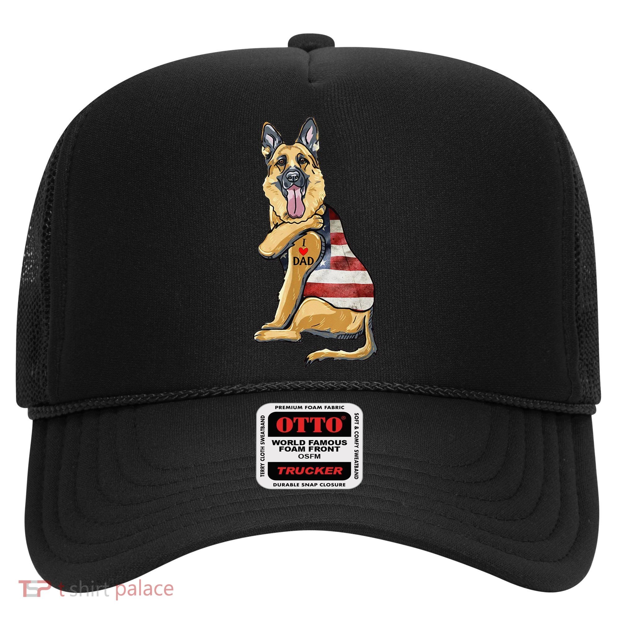 German Shepherd Tattoo Dog I Love Dad Fathers Day Hat