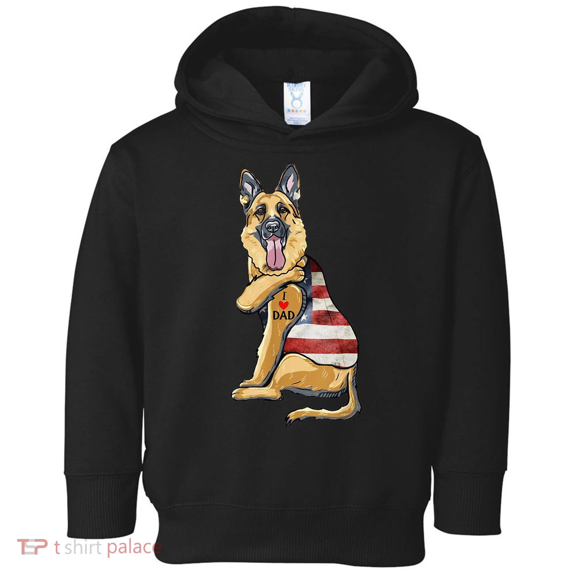German Shepherd Tattoo Dog I Love Dad Fathers Day Toddler Hoodie