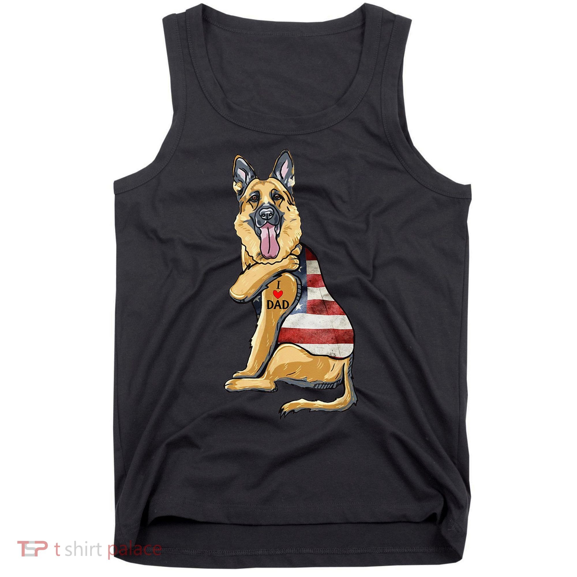 German Shepherd Tattoo Dog I Love Dad Fathers Day Tank Top
