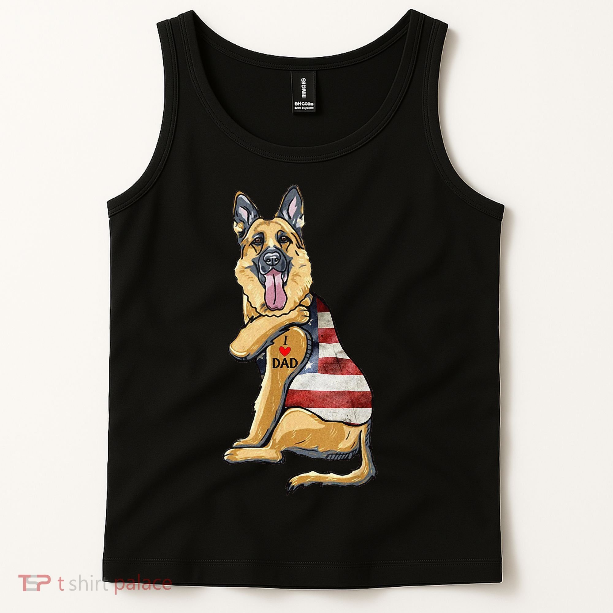 German Shepherd Tattoo Dog I Love Dad Fathers Day Tank Top