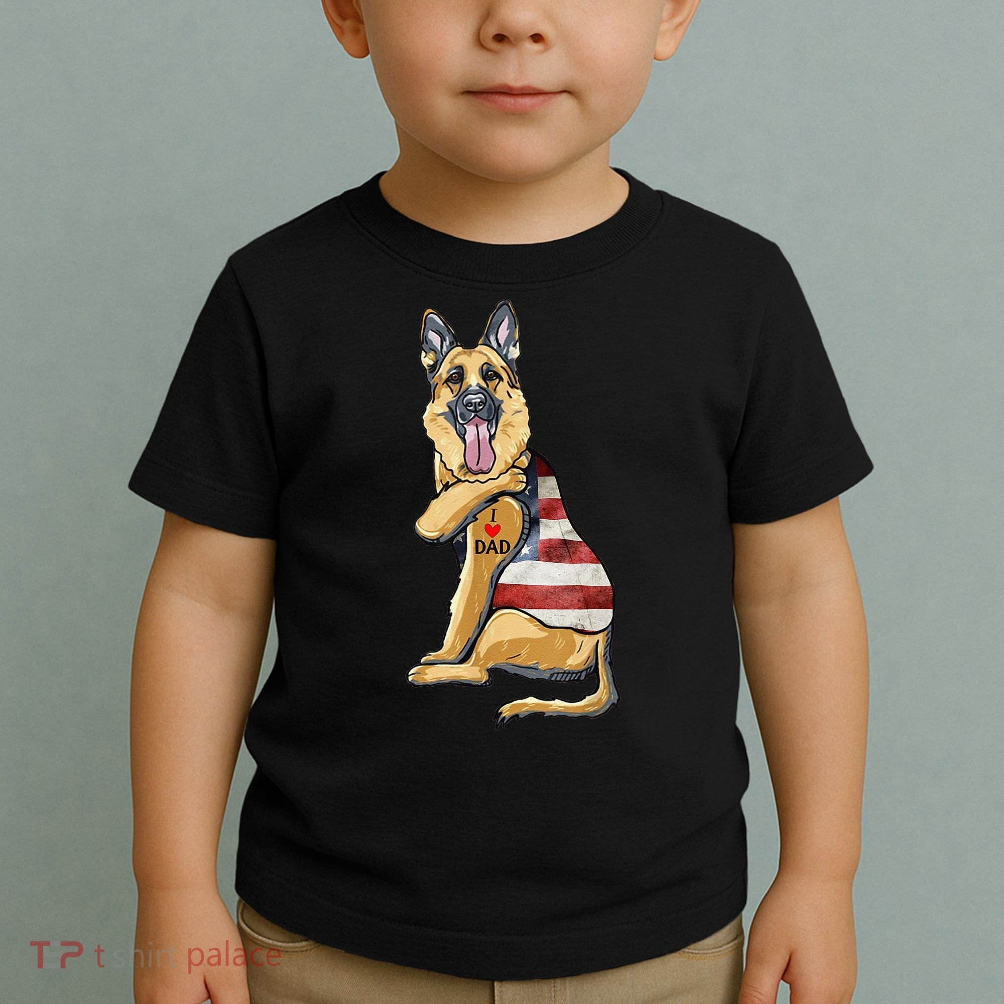 German Shepherd Tattoo Dog I Love Dad Fathers Day Toddler T-Shirt