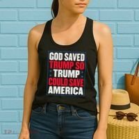 God Saved Trump So Trump Could Save America Women's Tank Top thumb 2