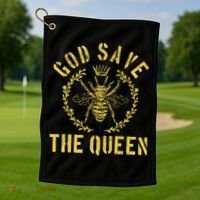 God Save The Queen Bee Queen Bee Golf Towel thumb 1