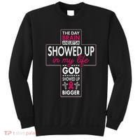 God Showed Up Brain Aneurysm Awareness Burgundy Aortic Sweatshirt thumb 0