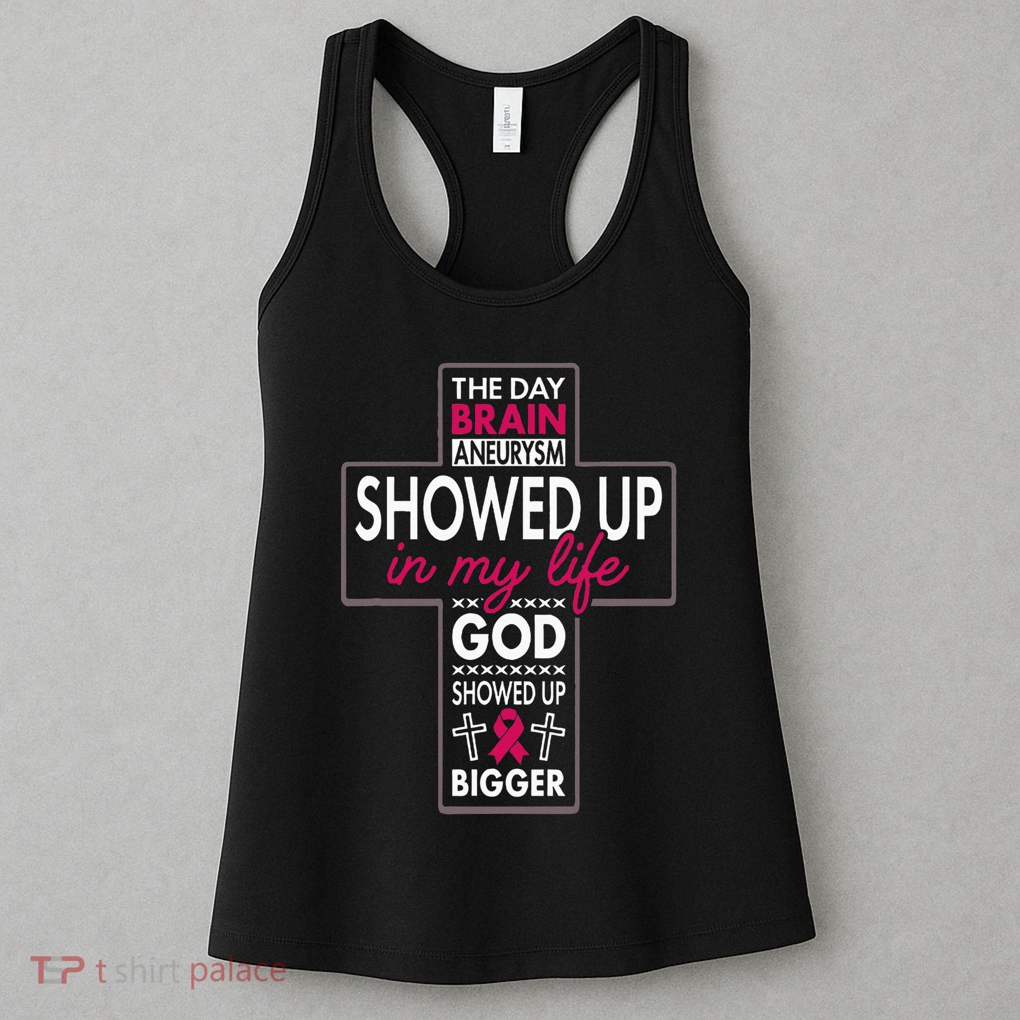 God Showed Up Brain Aneurysm Awareness Burgundy Aortic Women's Tank Top