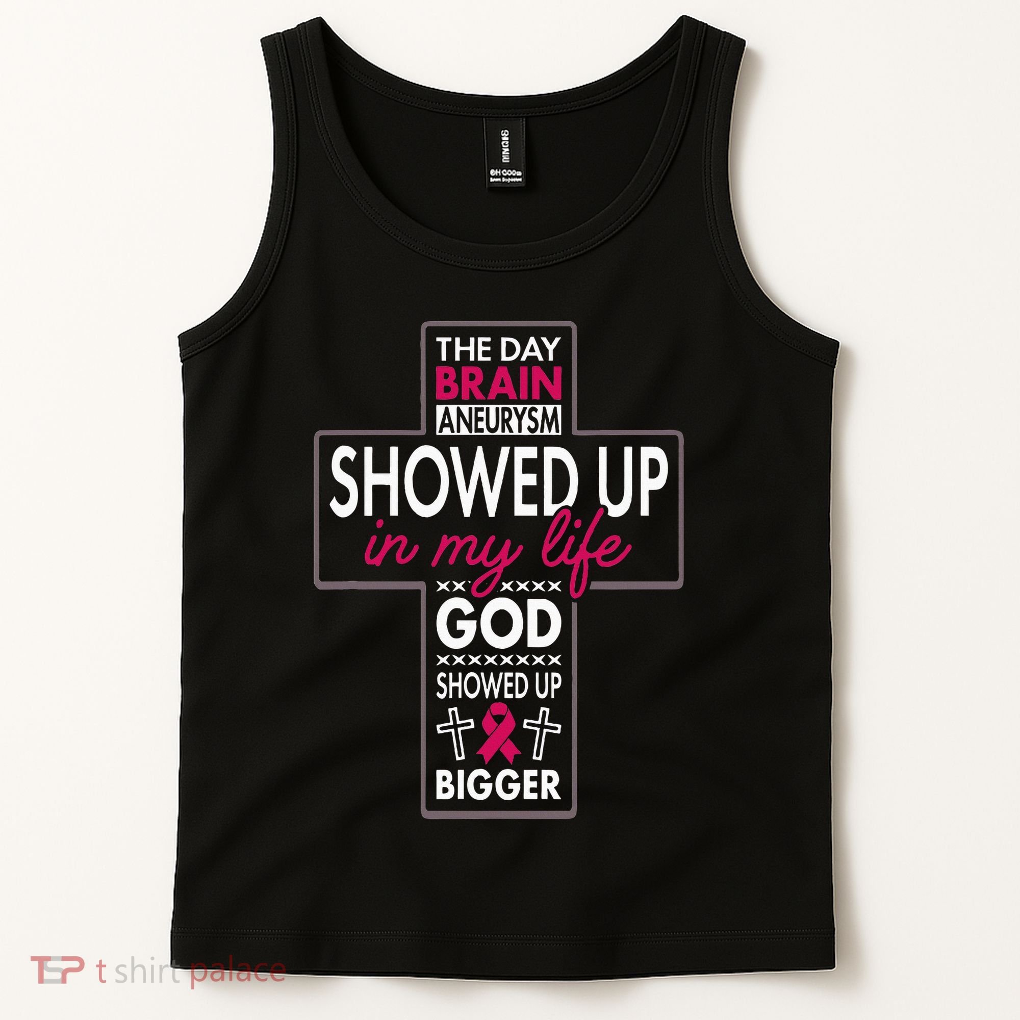 God Showed Up Brain Aneurysm Awareness Burgundy Aortic Tank Top