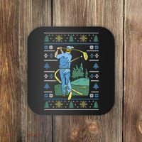 Golf Sport Ugly Christmas Sweater Coaster thumb 0