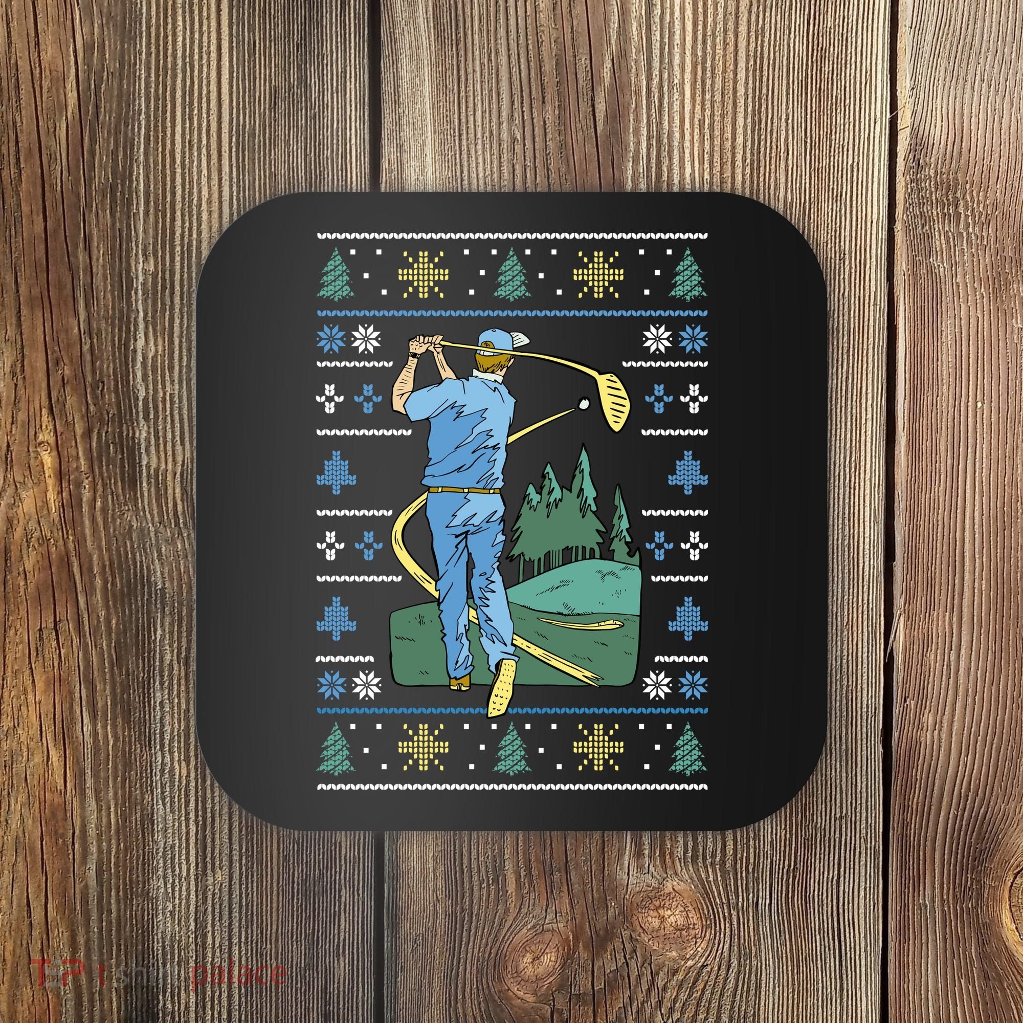 Golf Sport Ugly Christmas Sweater Coaster