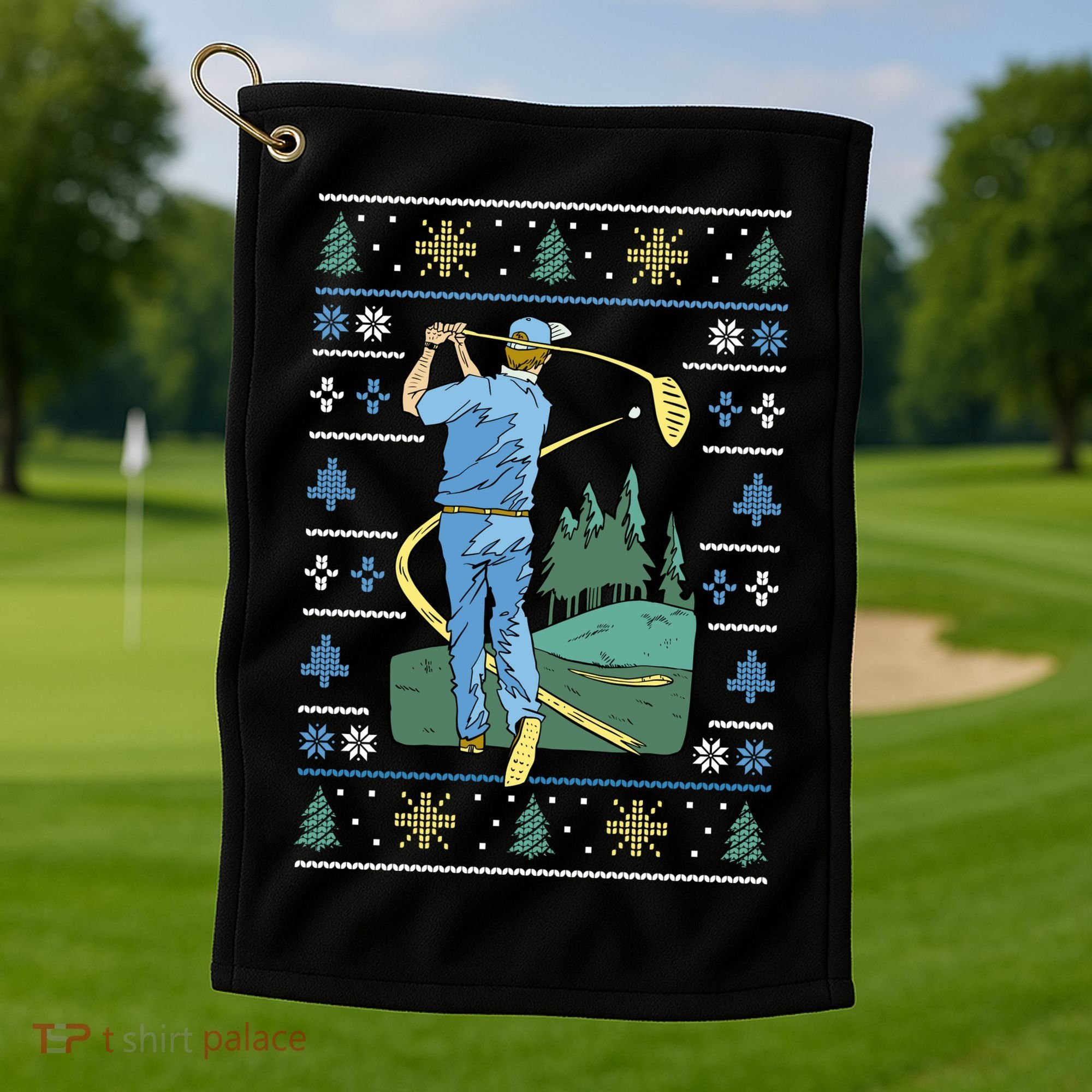 Golf Sport Ugly Christmas Sweater Golf Towel