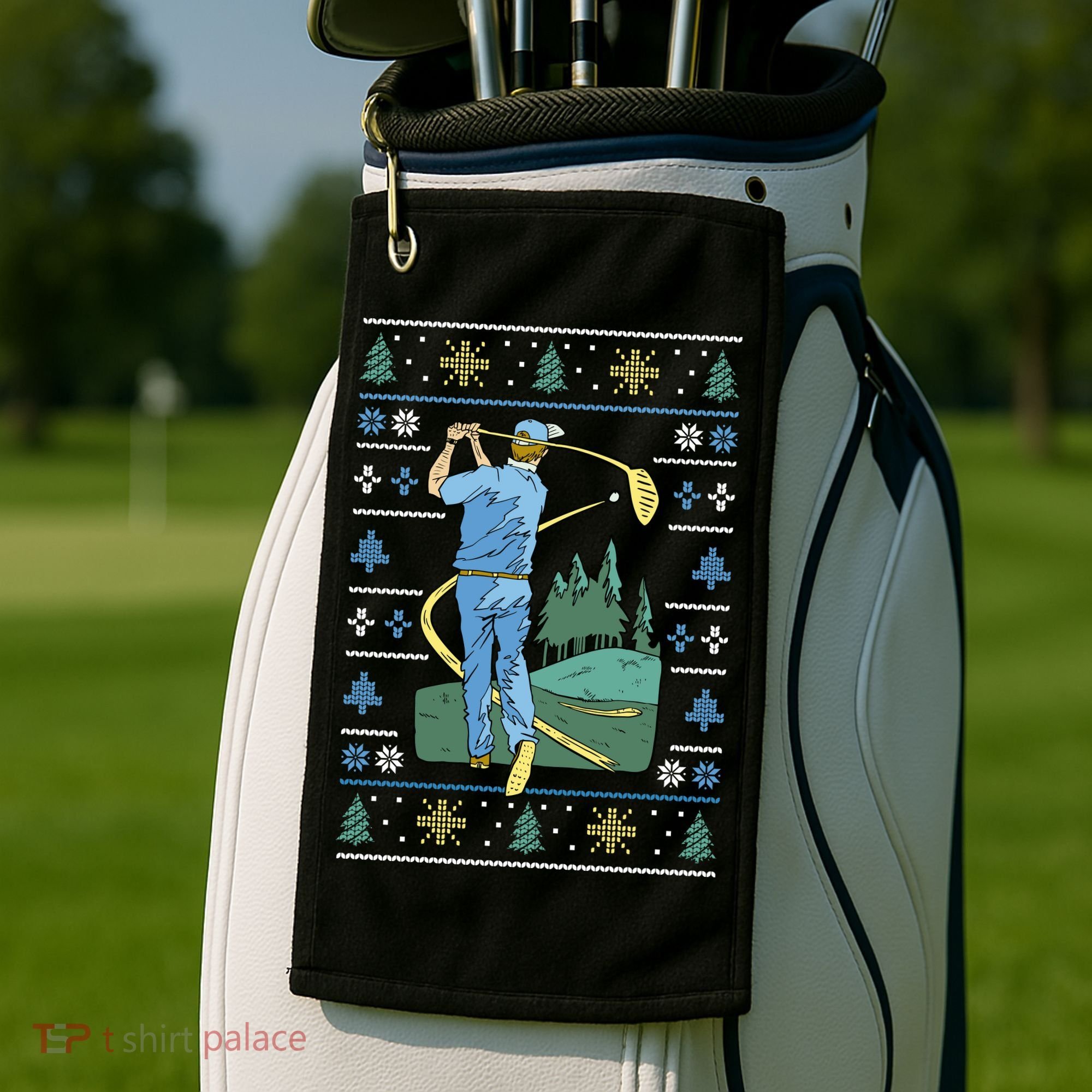 Golf Sport Ugly Christmas Sweater Golf Towel