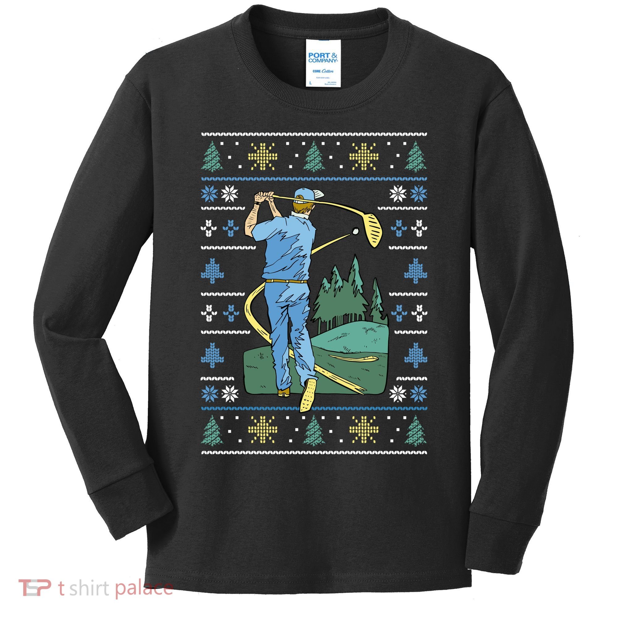 Golf Sport Ugly Christmas Sweater Kids Long Sleeve Shirt