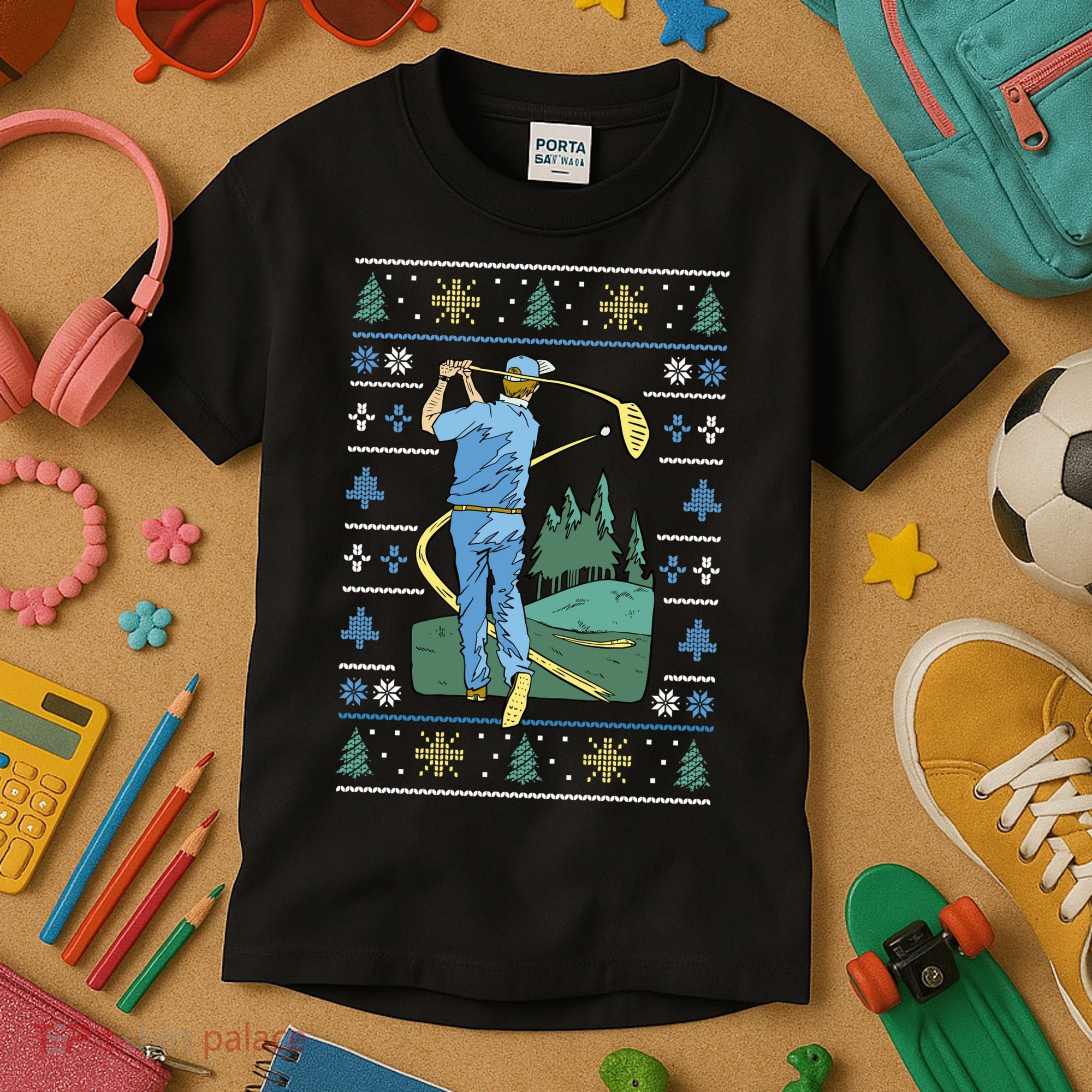 Golf Sport Ugly Christmas Sweater Kids T-Shirt