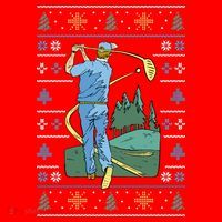 Golf Sport Ugly Christmas Sweater Santa Hat thumb 1