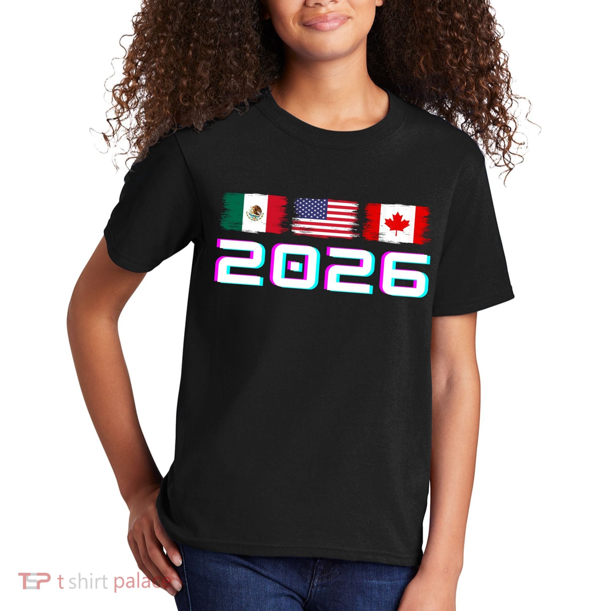 Glitched Soccer United 2026 Cup North America Emblem Kids T-Shirt
