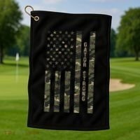 Gator Strong United States Distressed Camo W Us Flag Golf Towel thumb 1